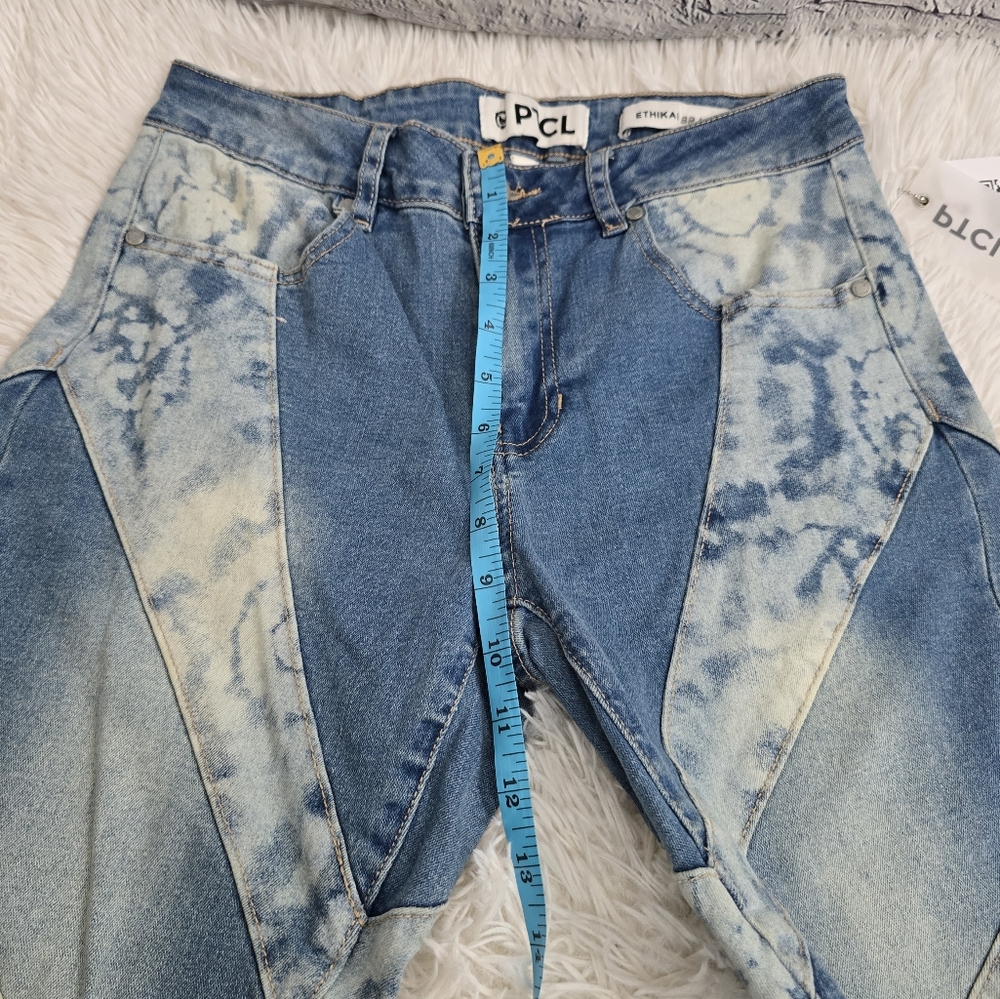 PTCL Women's Blue Tie-Dye‎ Flare Jeans High Waisted NWT Size 28 - Picture 11 of 14